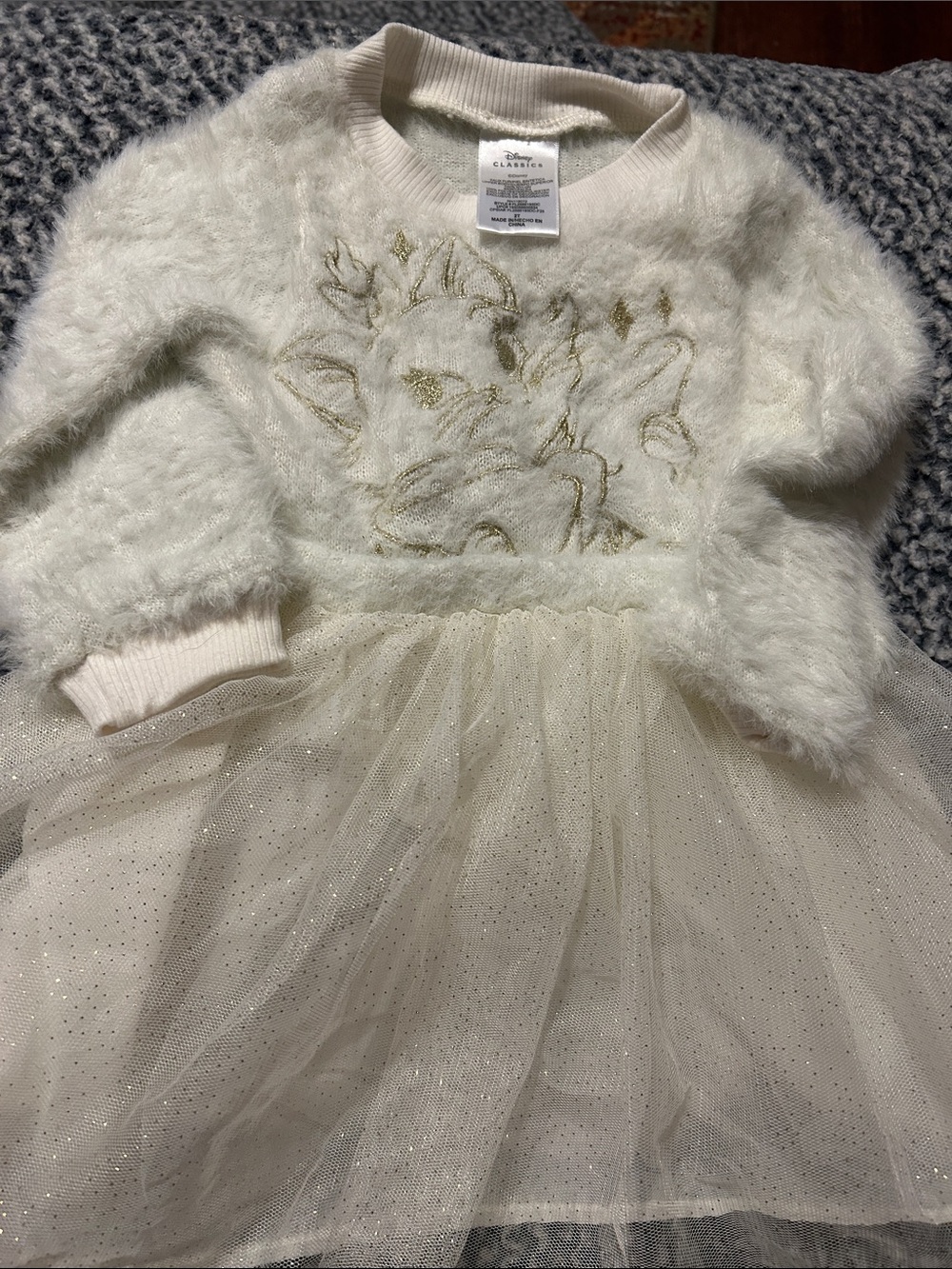 Disney Cream & Gold Sparkle Unicorn Tutu Dress
